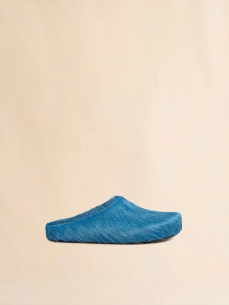 Blue long hair calfskin Fussbett sabot - 9
