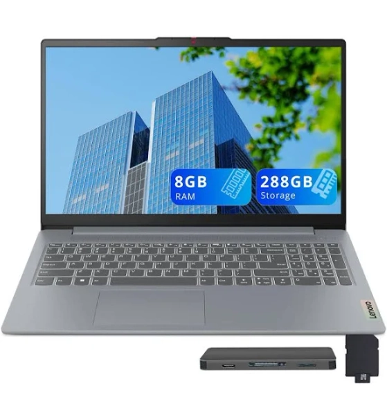 Lenovo - IdeaPad Slim 3i 15.6" FHD Laptop,Intel Core i3-N305,8GB RAM,128GB UFS+128GB Dock Set,UHD Graphics,Win 11 - Gray