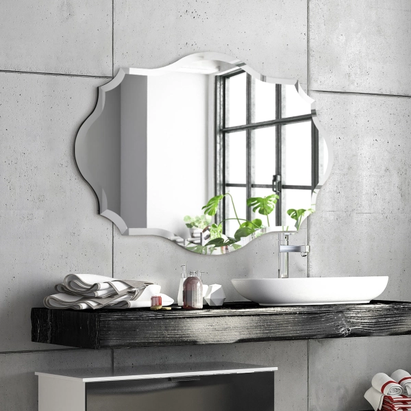 House of Hampton® Brilliana Scalloped Frameless Beveled Wall Mirror & Reviews | Wayfair