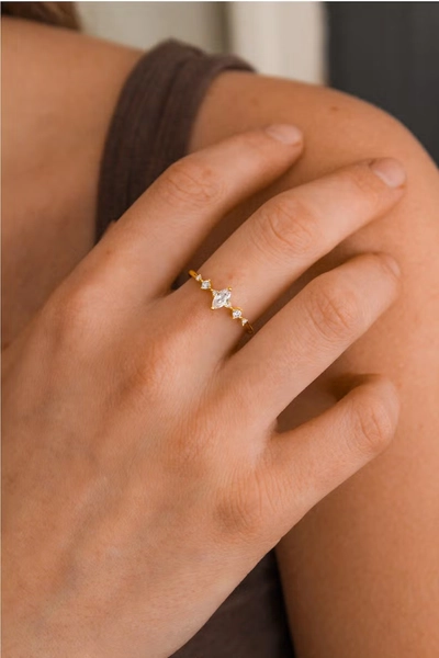 Ava Crystal Ring Silver Rings For Women Rose Gold Ring Gemstone 14K Solid Gold Ring Gift Dainty Ring Statement Ring Minimalist Gold Jewelry