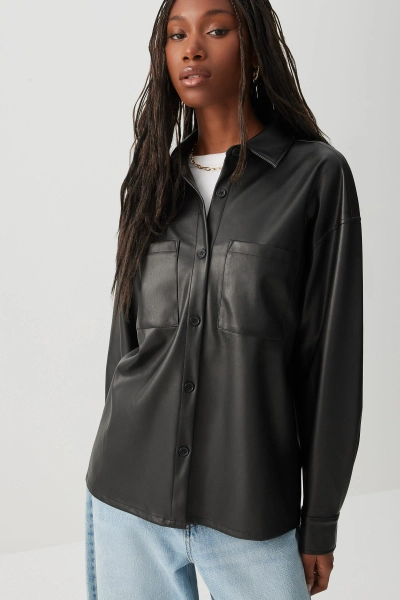 Faux Leather Shirt