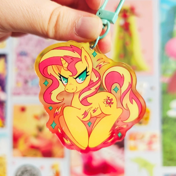 Sunset Shimmer My Little Pony Friendship is Magic Equestria Girls Colourful Gradient Acrylic Keychain Charm