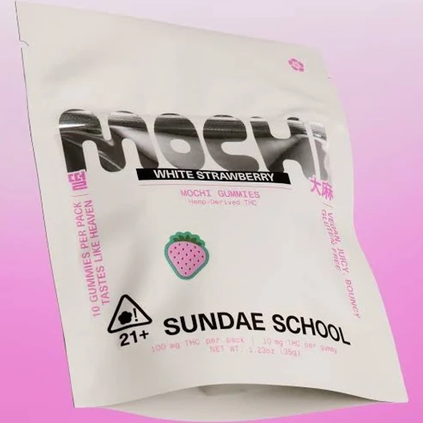 White Strawberry Rest & Relaxation Mochi Gummies | 10mg & All-Natural Ingredients | 10 count | Sundae Flowers
