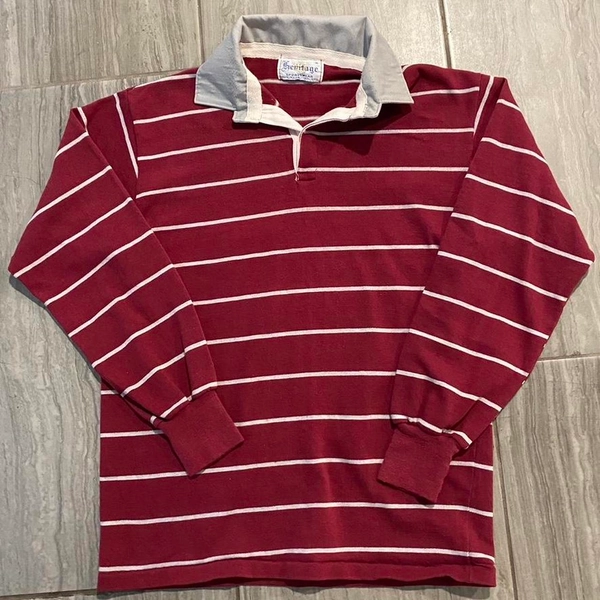 Heritage Men's Red and White Polo-shirts