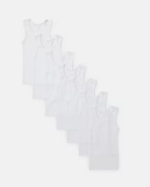 EXCELLENT WHITE 7 Pack Baby Singlets