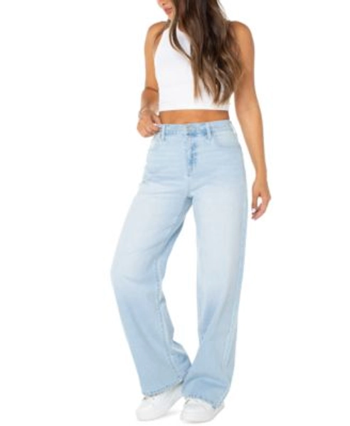 Juniors' Elastic-Back Wide-Leg Jeans
