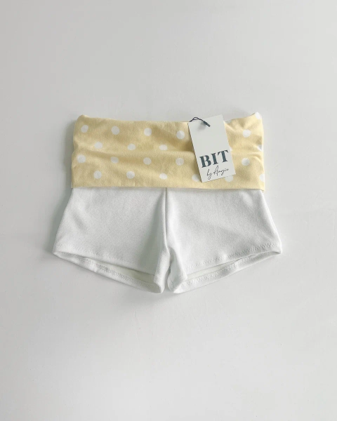 Julissa polka dot cotton foldover shorts (Butter yellow) – Bit By Angie