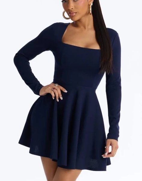 Fashion Nova Crepe Square Neck Alena Mini Dress