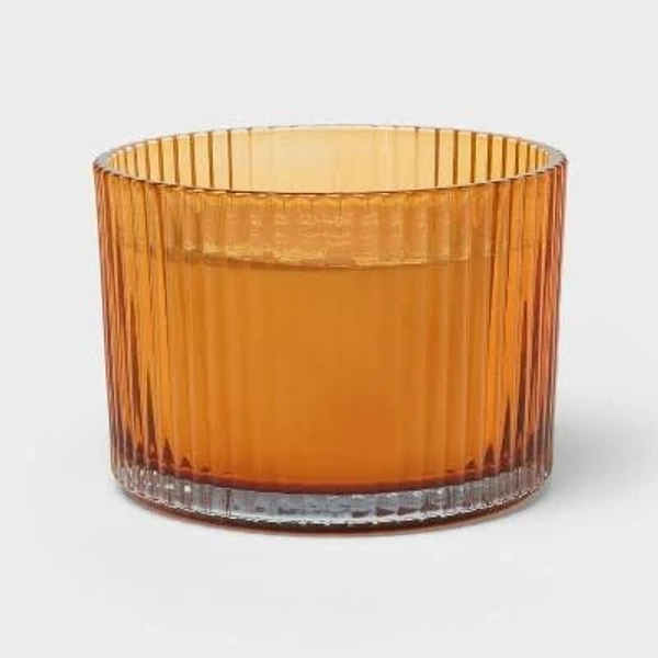 Threshold 3 Wick Ribbed Glass Vanilla Pumpkin Fall Candle