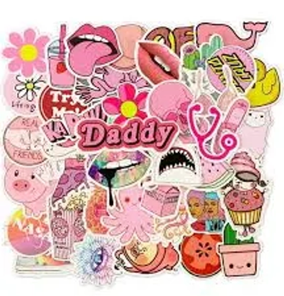 Girl's Pink Aesthetic Waterproof Cute Stickers