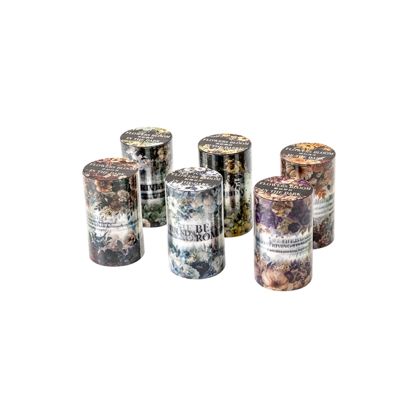 PET Tape - 65mm*200cm Flower Bloom in The Dark Night Series Vintage Floral 