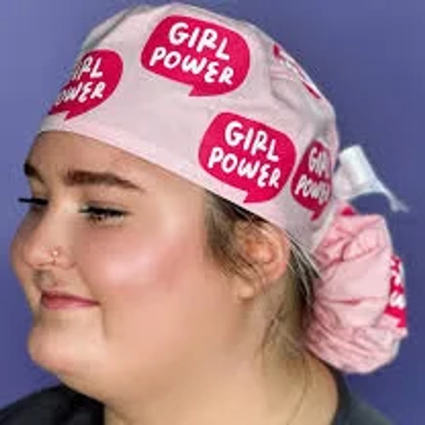 Girl Power Custom Customized Solid Color Ponytail Scrub Cap by UscCreations