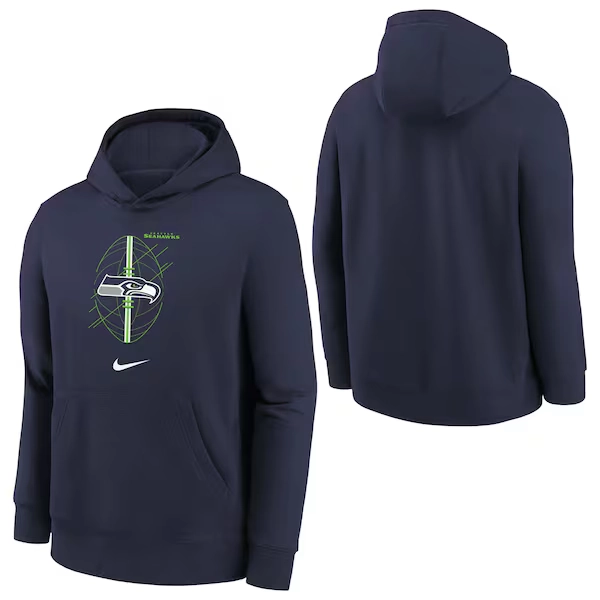 Seattle Seahawks Nike Icon Club Fleece Hoodie - Navy -Youth