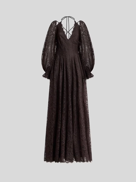 LONG LACE DRESS WITH PAISLEY MOTIF