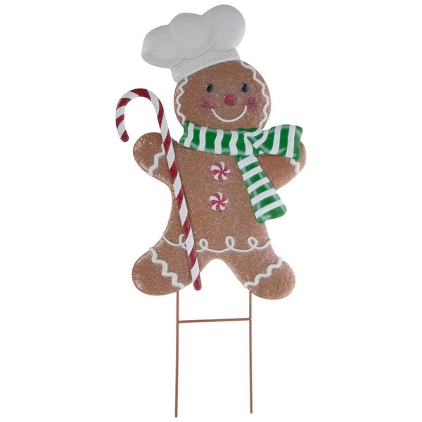 Gingerbread Chef Metal Garden Stake