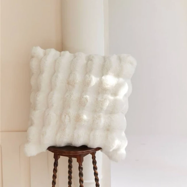 Fluffy Plush Square Pillow | Cozy Living | Ever Lasting White / Pillowcase + Insert