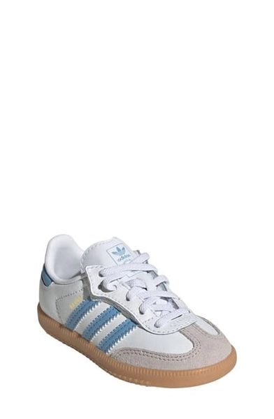 adidas Kids' Samba OG Comfort Closure Sneaker in White/Ash Blue/Gum at Nordstrom, Size 5 M