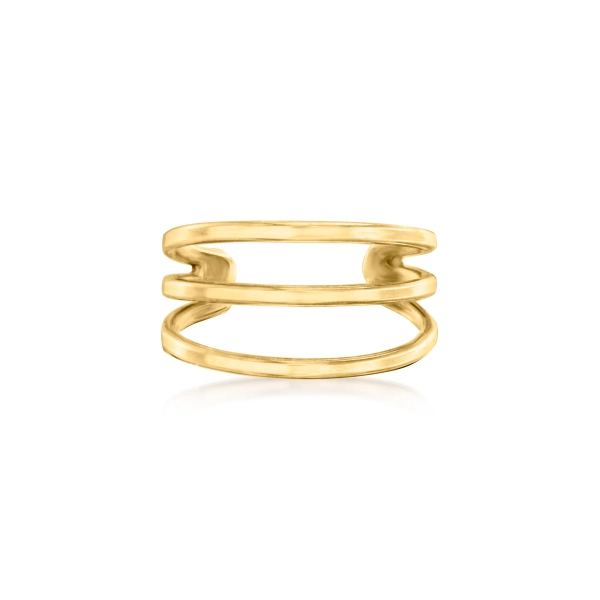 10kt Yellow Gold Three-Row Single Ear Cuff