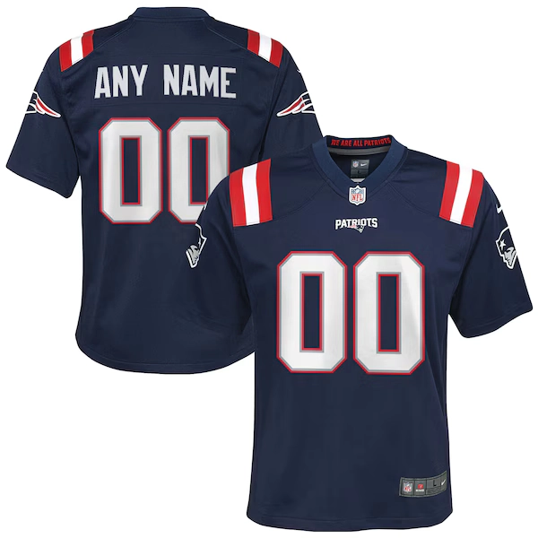 Youth New England Patriots Nike Navy Custom Game Jersey