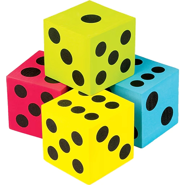 Teacher Created Resources Colorful Jumbo Foam Dice, 2.5" Cubes, 4/Pack, Multicolored (TCR20810)