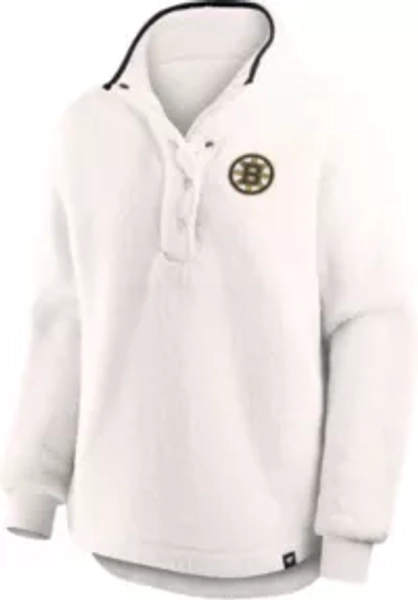 NHL Women's Boston Bruins White Full-Zip Sherpa Jacket