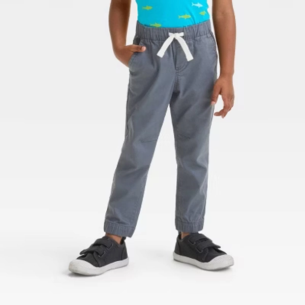 Toddler Boys' Woven Jogger Pants - Cat & Jack™ Gray 18M: Cotton-Spandex, Elastic Waist, Pockets