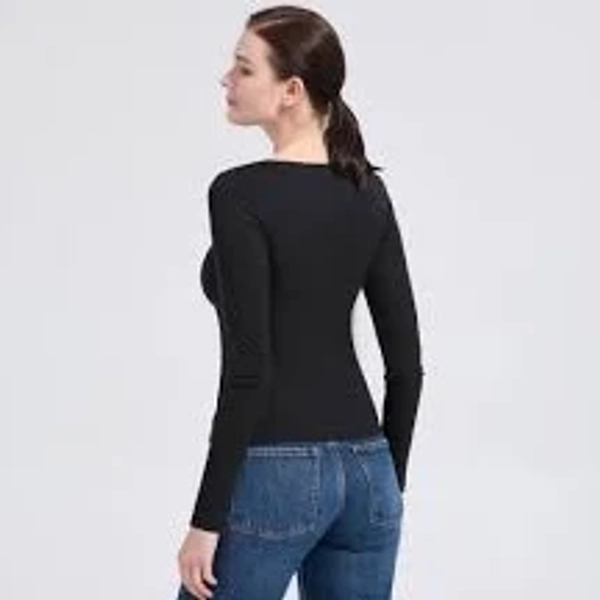 Women's Long Sleeve Twisted V-Neck Front Knit Top - A New Day