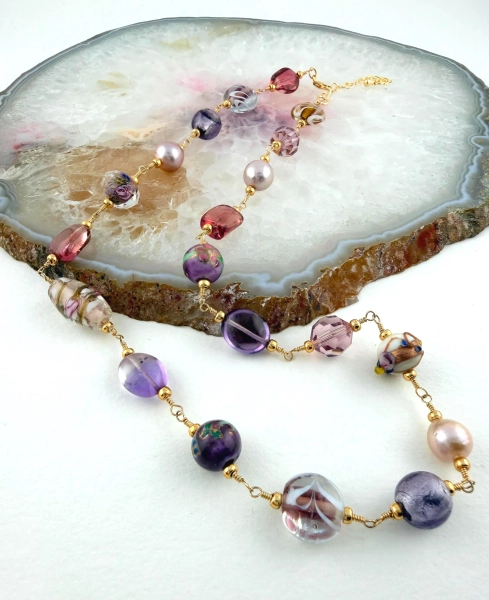 Lustrous Amethyst & Multi Bead Necklace