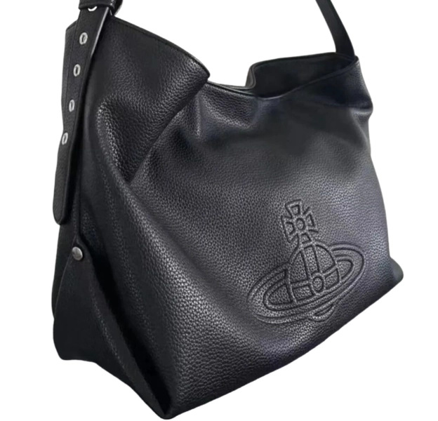 Vivienne Westwood Handbag Tote Bag Black Orb Embossed MINT Outlet item