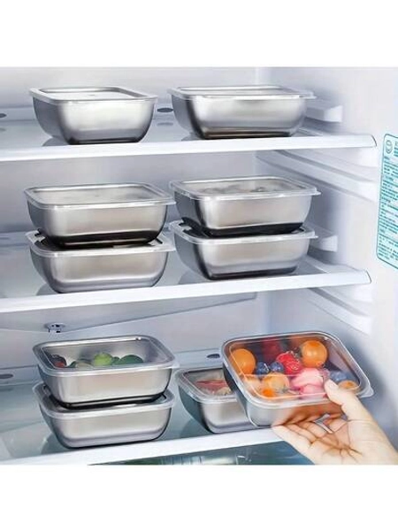 5/3 Stainless Steel Food Storage Boxes - Sealed And Leak Proof, Suitable For Freezers And Dishwashers, Stackable Kitchen Lunch Boxes, Refrigerator Lunch Boxes -316 High-Quality And Durable Stainless Steel Material - Suitable For Meal Preparation, Leftovers, Travel, Office Use - Space Saving Design, Stylish Container, High-Quality Kitchenware, Essential For Home Cooking