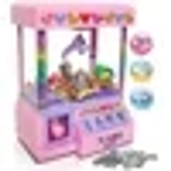 Bundaloo Claw Machine Arcade Game Candy Dispenser with Squishy Toys for Kids Mini Toy Vending Machine