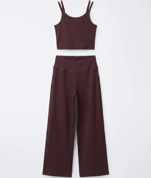 Kids Zara Ribbed Top And Straight Pants Set