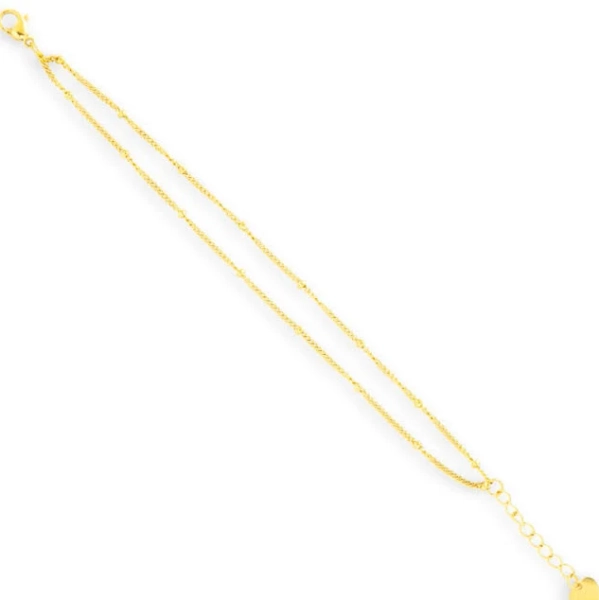 18K Gold Plated Stainless Steel Waterproof Double Layer Beaded Chain Bracelet