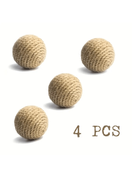 2/4/6pcs Natural Sisal Grass Balls And Chasing Toys, Handmade Cat Toys For Indoor Cats - Size one-size