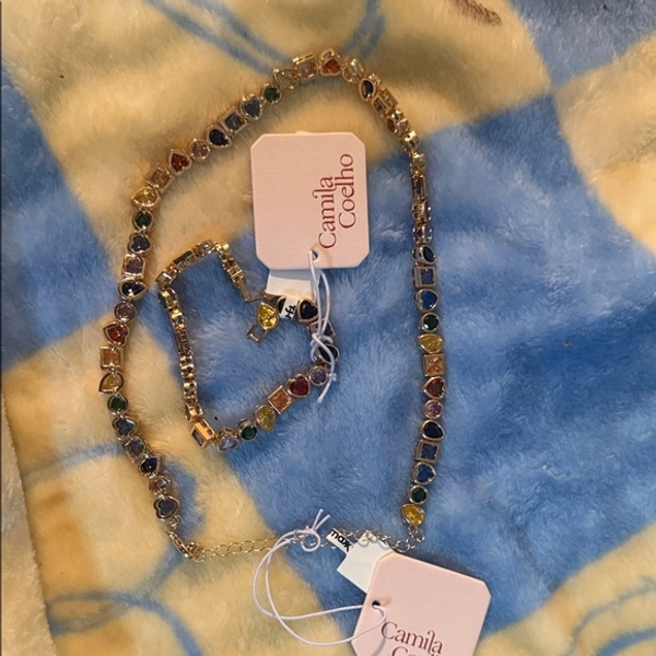 VIRAL Camila Coelho Vibrant rainbow Gemstone Necklace AND Bracelet