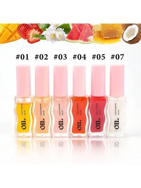 Leoyol 1pc Fruit Honey Essence Lip Oil Lasting Moisturizing Lightens Lip Lines Lip Gloss Transparent Pearlescent Lip Glaze