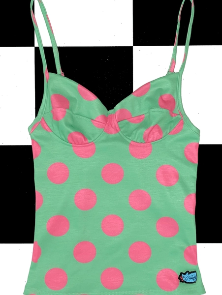 SWEET LORD O'MIGHTY! POLKA CORSET CAMI IN GREEN