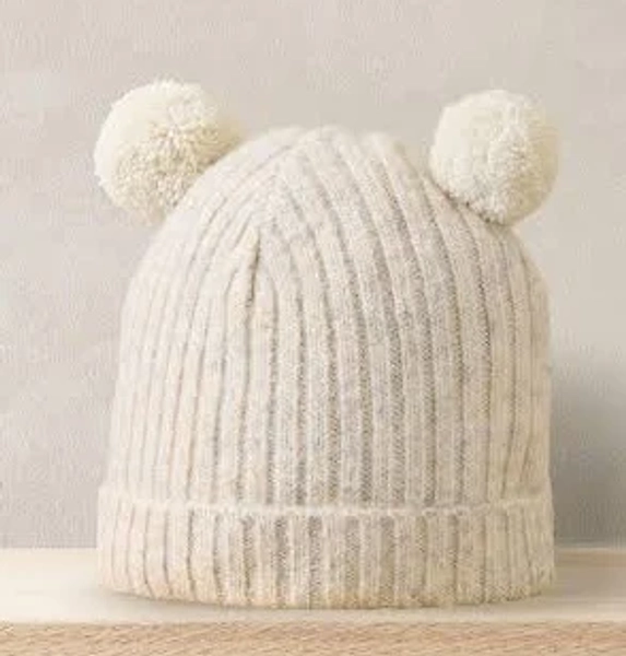 Newborn Mamas & Papas Rib Knit Hat Pom Poms