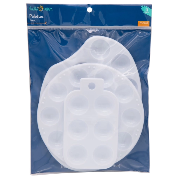 Hello Hobby White Craft Plastic Paint Palettes 3 Pack - Walmart.com