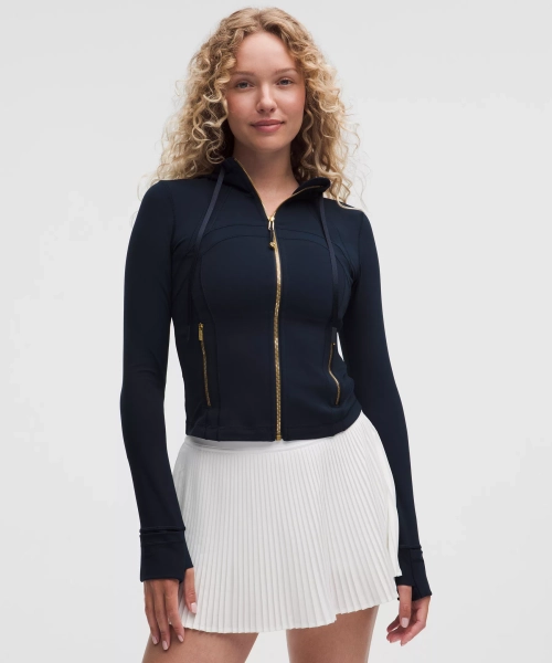Define Cropped Hooded Jacket *Nulu - True Navy/Gold/Gold - 0