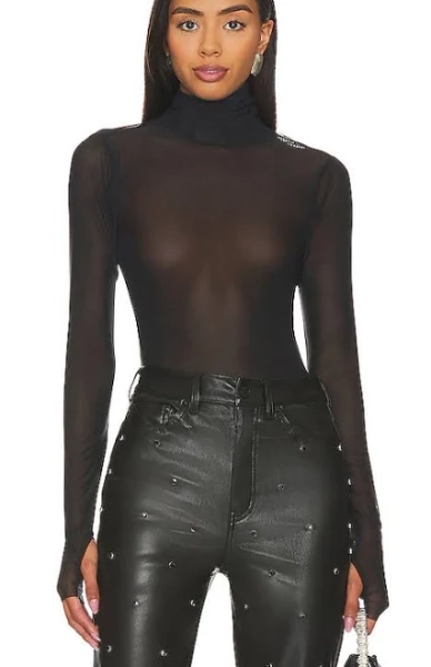 Afrm Zadie Mesh Turtleneck Top