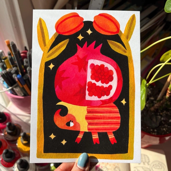 cute illustrated beetle art print