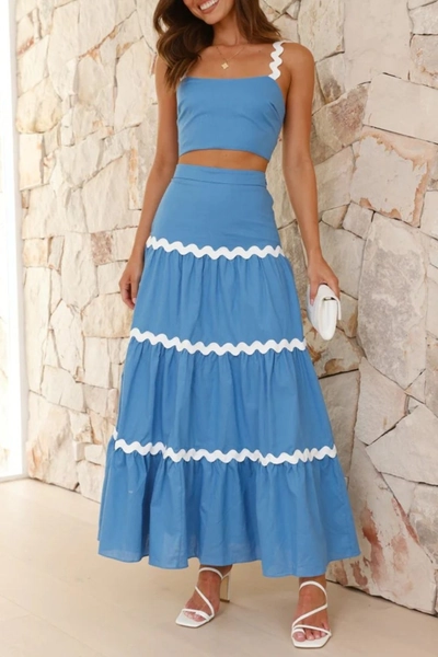 Hazel Blues® |  Contrast Trim Cami and Maxi Skirt Set