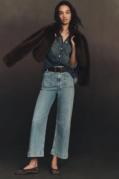 The Colette Crop Wide-Leg Jeans by Maeve