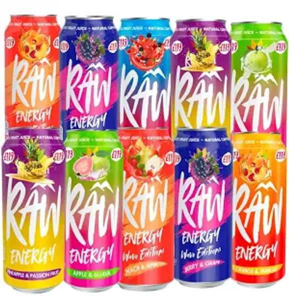 Random Mixed Fruit Flavour Energy Drink with Vitamins – Peach & Apricot, Berry & Grape, Raspberry & Blueberry, Pineapple & Passion Fruit, Orange &