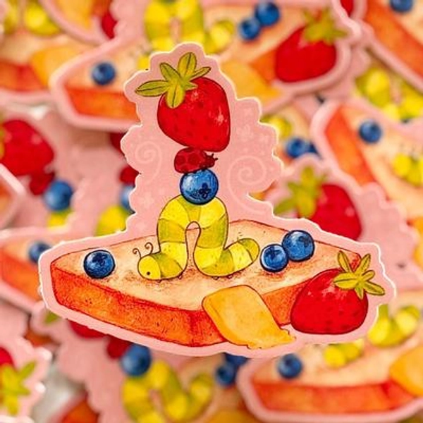 Bug Stack Sticker | Fruit Caterpillar Art (2.5" x 2.75")