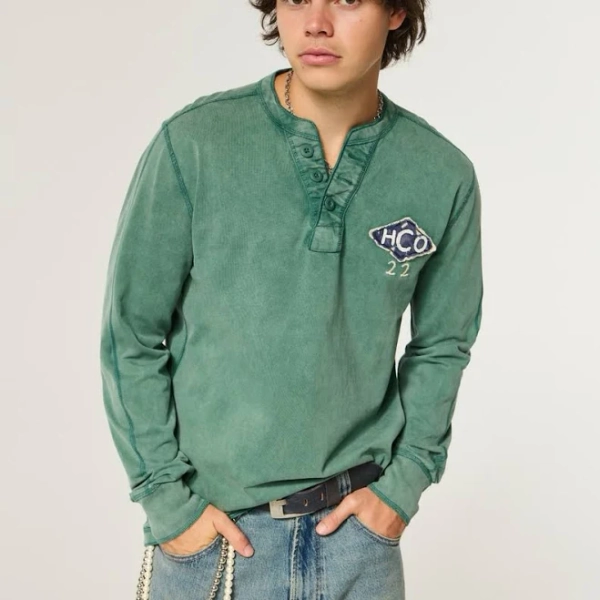 Hollister Men's Holiday Vault Release Logo Henley