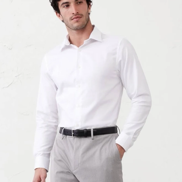 Men's Slim Dress Shirt White Regular Size M