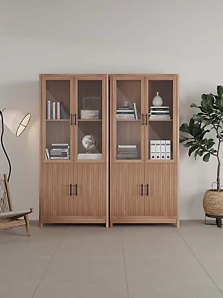 Manhattan Comfort Jodie 68" Bookcase With Tempered Glass Doors (Set of 2)