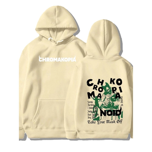 CHROMAKOPIA NOID Hoodie - Take Your Mask Off Graphic Pullover Sweatshirt, Dark Grey/Black Streetwear with Drawstring Hood, Unisex Fall/Winter Hoodie for Men & Women, Urban Fashion Hooded Sweatshirt, Casual Wear, Trendy Design, Comfortable Material, Long Sleeve Top, Street Style Lovers